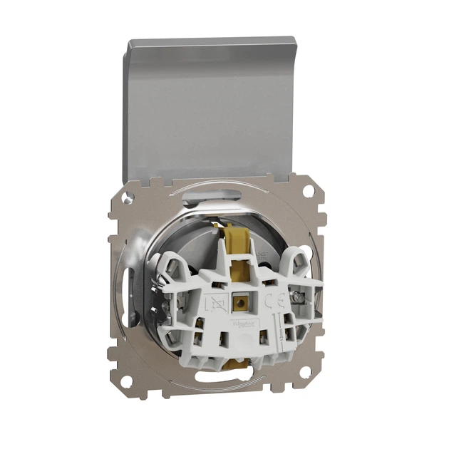 Розетка Schneider Electric Sedna Design з заземленням зі шторками та кришкою Алюміній SDD113024 - зображення 2
