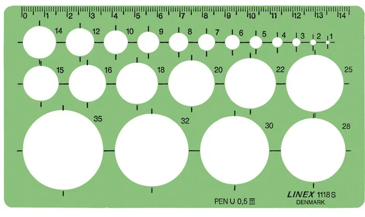 Szablon do rysowania i kreślenia Linex 1118S wzornik kół (5701221102126) - obraz 1