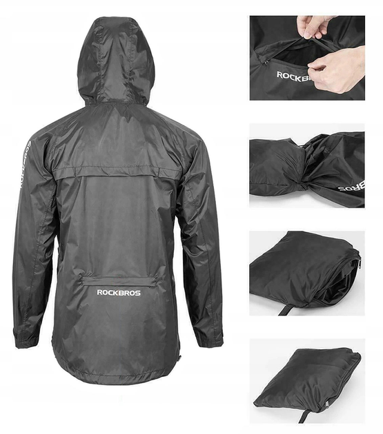 Kurtka przeciwdeszczowa RockBros YPY013BKL oddychająca wiatroodporna L Black (5907769361906) - obraz 3
