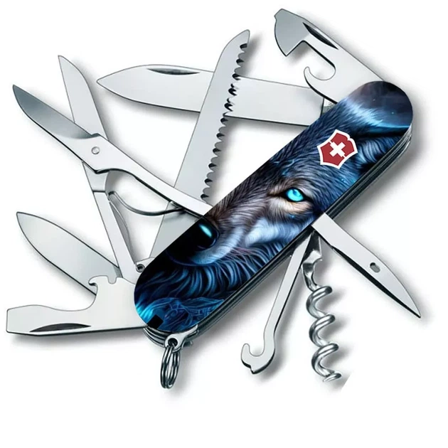 Складаний ніж Victorinox Huntsman Animal для активного відпочинку та колекціонування із зображенням вовка 16 - Фото 1 Складаний ніж Victorinox Huntsman Animal для активного відпочинку та колекціонування із зображенням вовка 16 - зображення 1