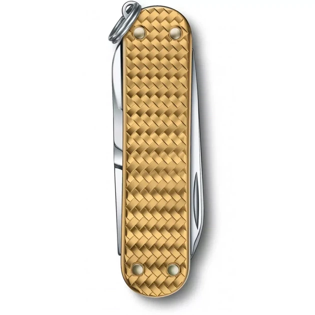 Складной нож Victorinox Classic SD Precious Alox для повседневного использования золотистый рифленый 5 функций - изображение 3