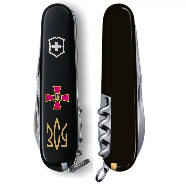 Складной нож Victorinox Huntsman Army для активного отдыха с эмблемой ЗСУ и 15 функциями - изображение 4