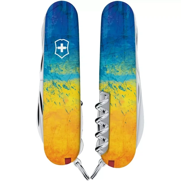 Складаний ніж Victorinox Huntsman багатофункціональний для активного відпочинку та туризму 16 функцій жовто-синій - зображення 4
