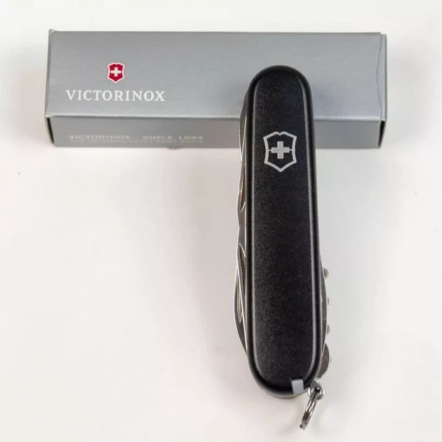 Складаний ніж Victorinox Huntsman Mat багатофункціональний для активного відпочинку та подорожей чорний матовий - зображення 4