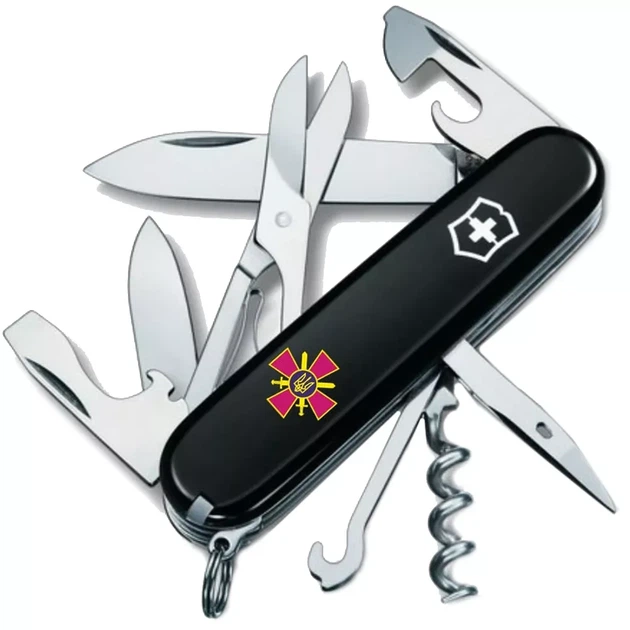 Складаний ніж Victorinox Climber Army для активного відпочинку та туризму багатофункціональний з емблемою СВ ВСУ - Фото 1 Складаний ніж Victorinox Climber Army для активного відпочинку та туризму багатофункціональний з емблемою СВ ВСУ - зображення 1
