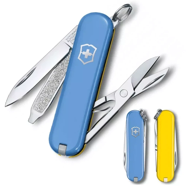 Складаний ніж Victorinox Classic SD для активного відпочинку компактний багатофункціональний блакитно-жовтий - Фото 2 Складаний ніж Victorinox Classic SD для активного відпочинку компактний багатофункціональний блакитно-жовтий - зображення 2