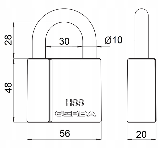 Навесной замок GERDA HSS 531Z, 86х56 мм (HSS-531-Z) - изображение 3