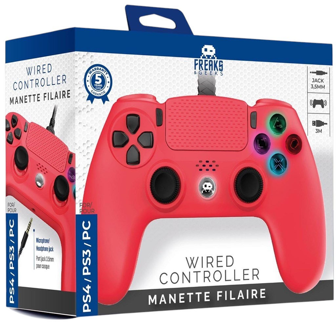 Kontroler Freaks and Geeks PS4 Wired Controller Red (3701625903901) - obraz 3