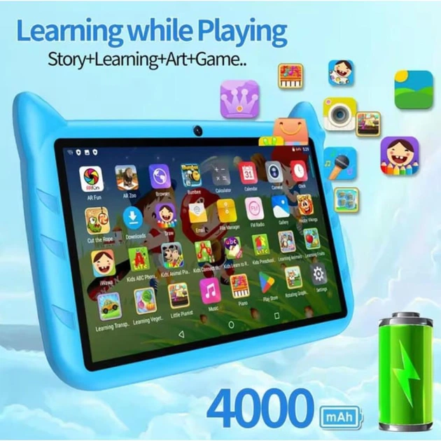 Детский планшет на Android Kids Tablet PC в защитном корпусе 7" 4000mAh 4/64Gb Android 13 BT Wi-Fi синий - изображение 2