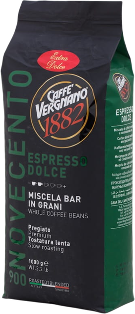Kawa ziarnista Vergnano 900 Novocento Dolce 1 kg (8001800000551) - obraz 1