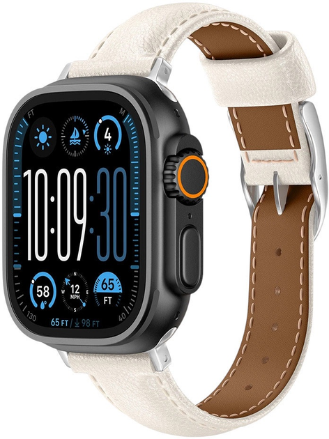 Ремінець AMAZINGTHING Class Band для Apple Watch 45 / 46 / 49 мм Light Beige (4896238001249) - зображення 4