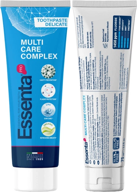 Зубная паста Essenta Pro Multi Care Complex 75 мл (8031447500077) - Фото 2 Зубная паста Essenta Pro Multi Care Complex 75 мл (8031447500077) - изображение 2