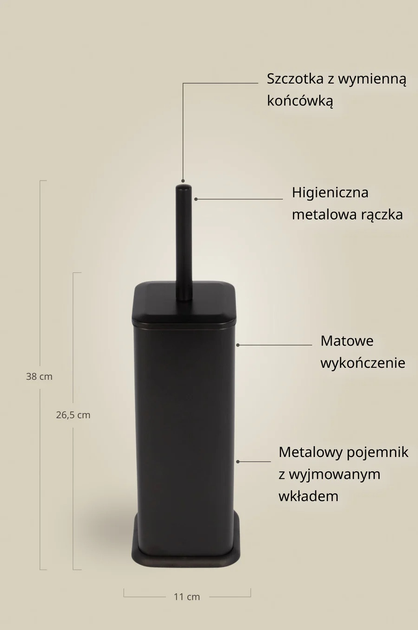 Щітка для туалету Nuxio Balvo з металу Чорна (5902973461510) - зображення 13