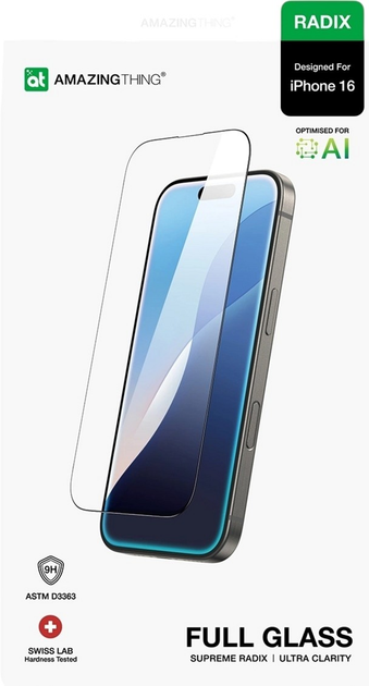 Szkło hartowane AMAZINGthing Radix Full Glass do Apple iPhone 16 Transparent (4896238000860) - obraz 4