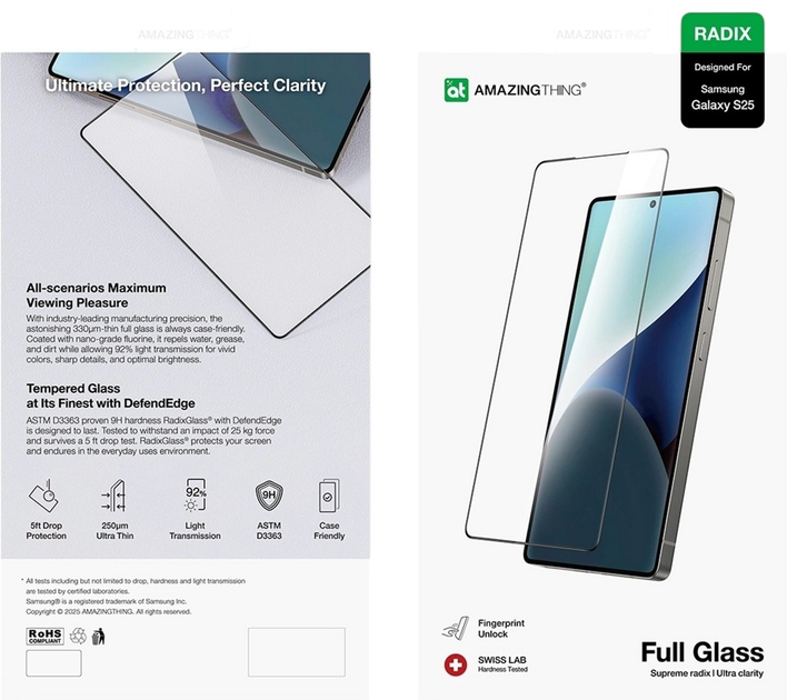 Захисне скло AMAZINGthing Radix Full Glass для Samsung Galaxy S25 Black (4896238001188) - зображення 4