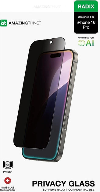 Szkło hartowane AMAZINGthing Radix Privacy Glass do Apple iPhone 16 Pro Transparent (4896238000921) - obraz 4