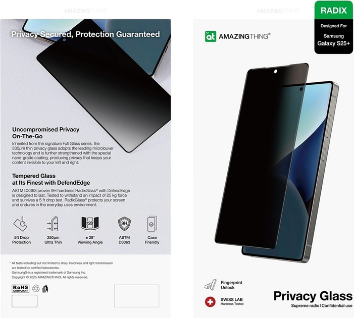 Захисне скло AMAZINGthing Radix Privacy Glass для Samsung Galaxy S25+ Transparent (4896238001225) - зображення 4