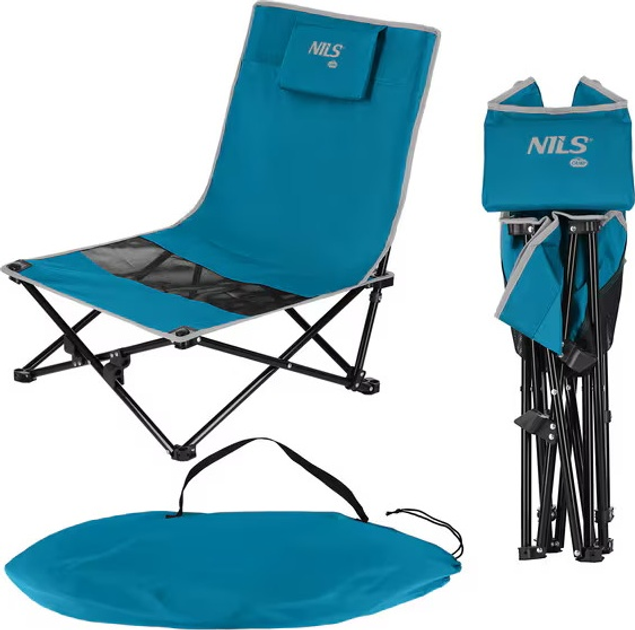 Krzesło plażowe Nils Camp NC3306 Niebiesko-czarne (5908261680939) - obraz 2