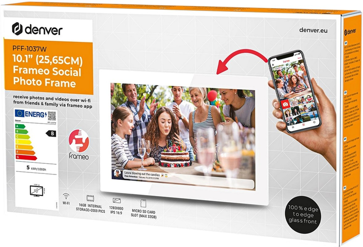 Цифрова фоторамка Denver Frameo PFF-1037W White - зображення 8