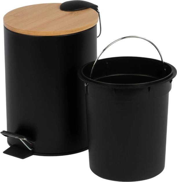 Кошик для ванної кімнати Nuxio Zetru з бамбуком 3L Чорний (5902973461596) - зображення 6