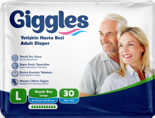 Подгузники для взрослых Giggles Large 100-150 см 30 шт - Фото 2 Подгузники для взрослых Giggles Large 100-150 см 30 шт - изображение 2