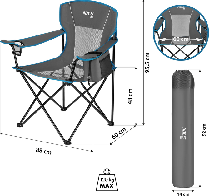 Krzesło turystyczne Nils Camp NC3706 składane Szare (5908261681530) - obraz 13
