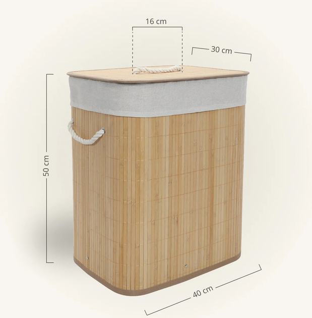 Кошик для білизни з бамбука Nuxio Sana 60L (5902973462128) - зображення 4