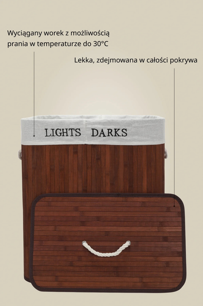 Кошик для білизни з бамбука Nuxio Swana 100L (5902973462142) - зображення 4