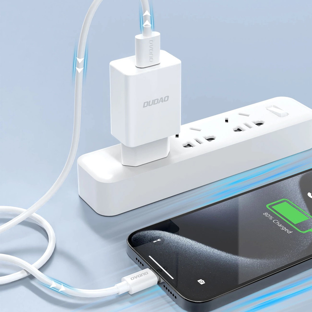 Ładowarka sieciowa Dudao A4EU USB-A 2.1A + kabel USB-A - Lightning White (6976625331956) - obraz 6