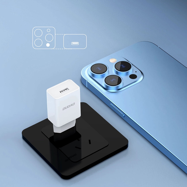 Ładowarka sieciowa Dudao A4EU USB-A 2.1A + kabel USB-A - Lightning White (6976625331956) - obraz 7