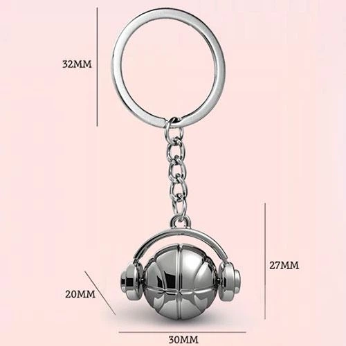 Брелок сріблястий Ball and Headphones подарункова упаковка - Фото 2 Брелок сріблястий Ball and Headphones подарункова упаковка - зображення 2