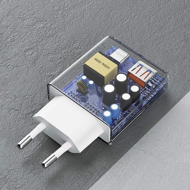 Ładowarka sieciowa Dudao A30EU 30W GaN USB-A / USB-C White (6976625332793) - obraz 3