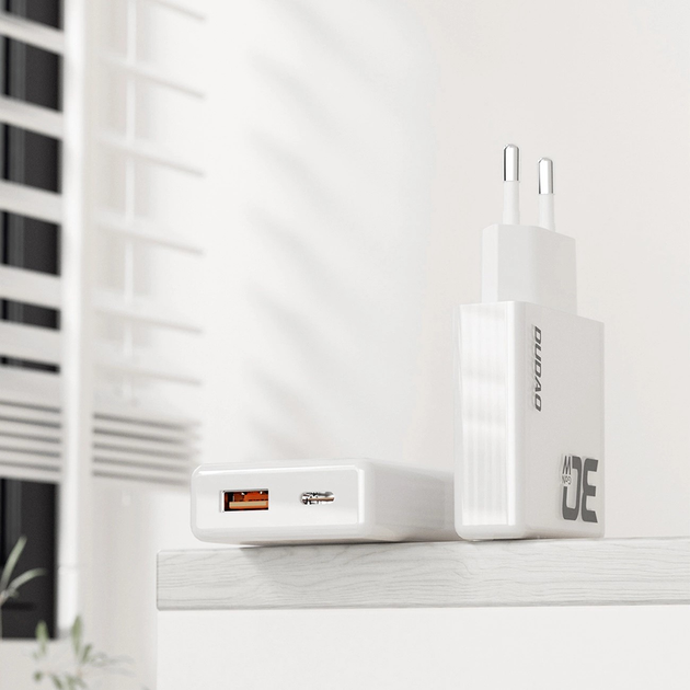 Ładowarka sieciowa Dudao A30EU 30W GaN USB-A / USB-C White (6976625332793) - obraz 4