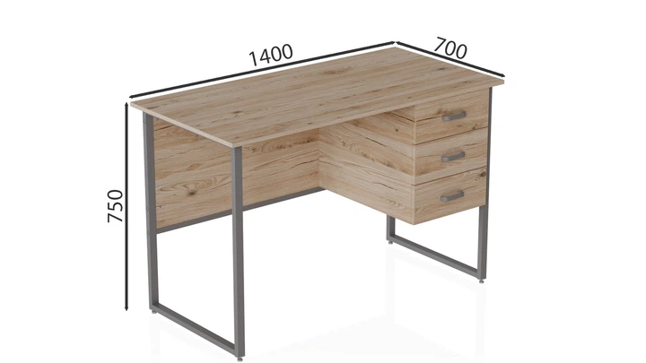 Комп'ютерний стіл Ferrum-decor Гаррі 75x140x70 сірий ДСП Дуб Сан-Марино 32мм (FRD-101489) - Фото 2 Комп'ютерний стіл Ferrum-decor Гаррі 75x140x70 сірий ДСП Дуб Сан-Марино 32мм (FRD-101489) - зображення 2