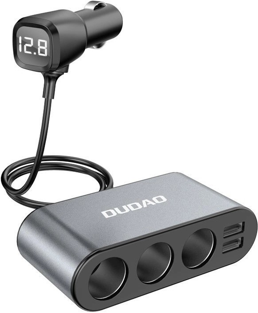 Ładowarka samochodowa Dudao R1PRO 2x USB / 3x rozdzielacz gniazda zapalniczki Gray (6973687240547) - obraz 1