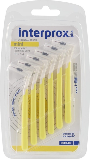 Міжзубні щітки Dentaid Interprox Plus 2G Mini жовті 1.4 мм x 6 шт (8427426006270) - зображення 1