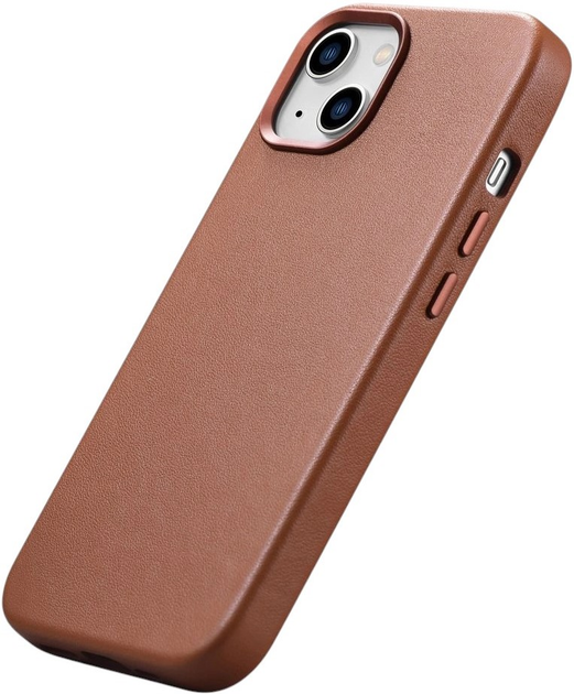 Панель iCarer Real Cowhide Premium Leather Magsafe для Apple iPhone 14 Brown (WMI14220705-BN) - зображення 5