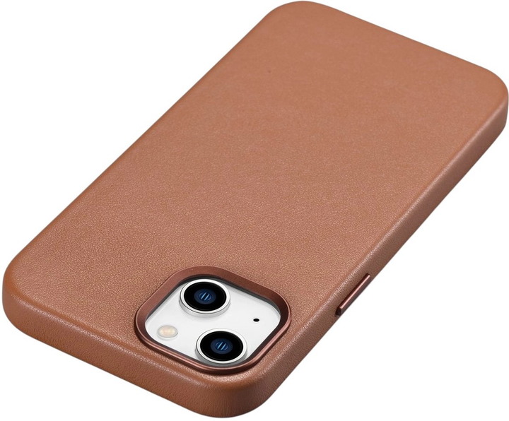 Панель iCarer Real Cowhide Premium Leather Magsafe для Apple iPhone 14 Brown (WMI14220705-BN) - зображення 6