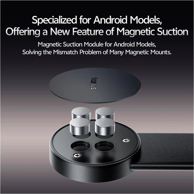 Автомагнитный держатель Baseus Prime Trip C02 Magnetic Car Mount (Android Version) |для телефона, надежная фиксация, легкая установка на приборную панель, вращение на 180 градусов, универсальная совместимость| Черный - изображение 15