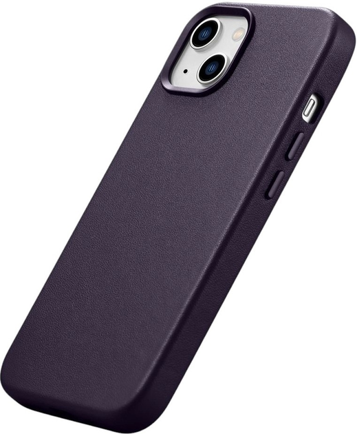 Панель iCarer Real Cowhide Premium Leather Magsafe для Apple iPhone 14 Dark Purple (WMI14220705-DP) - зображення 5