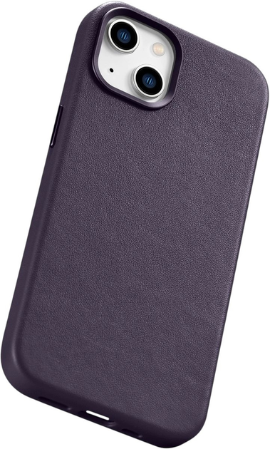 Панель iCarer Real Cowhide Premium Leather Magsafe для Apple iPhone 14 Dark Purple (WMI14220705-DP) - зображення 9