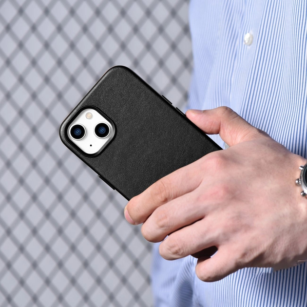 Панель iCarer Real Cowhide Premium Leather Magsafe для Apple iPhone 14 Black (WMI14220705-BK) - зображення 18