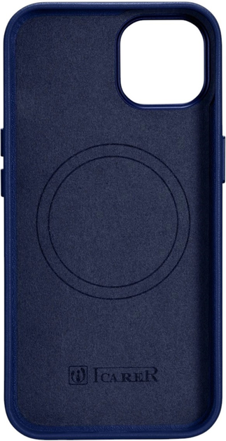 Панель iCarer Real Cowhide Premium Leather Magsafe для Apple iPhone 14 Blue (WMI14220705-BU) - зображення 3