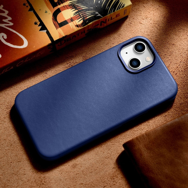 Панель iCarer Real Cowhide Premium Leather Magsafe для Apple iPhone 14 Blue (WMI14220705-BU) - зображення 15
