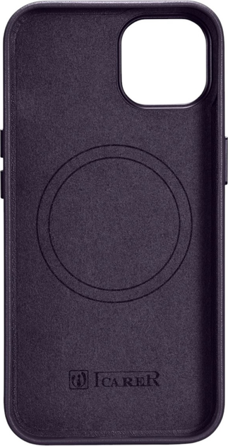 Панель iCarer Real Cowhide Premium Leather Magsafe для Apple iPhone 14 Plus Dark Purple (WMI14220707-DP) - зображення 3