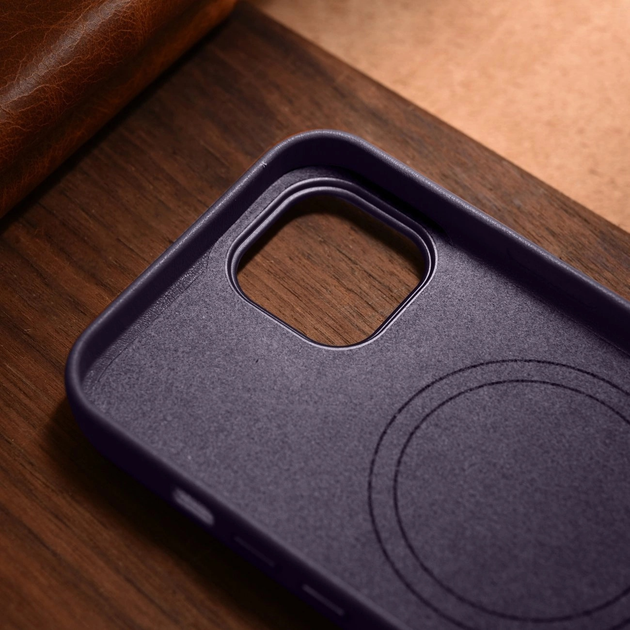 Панель iCarer Real Cowhide Premium Leather Magsafe для Apple iPhone 14 Plus Dark Purple (WMI14220707-DP) - зображення 17