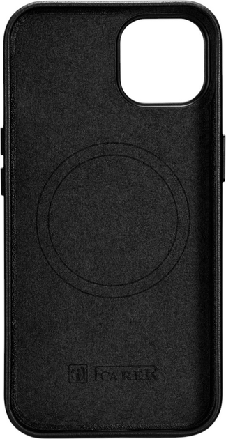 Панель iCarer Real Cowhide Premium Leather Magsafe для Apple iPhone 14 Plus Black (WMI14220707-BK) - зображення 3