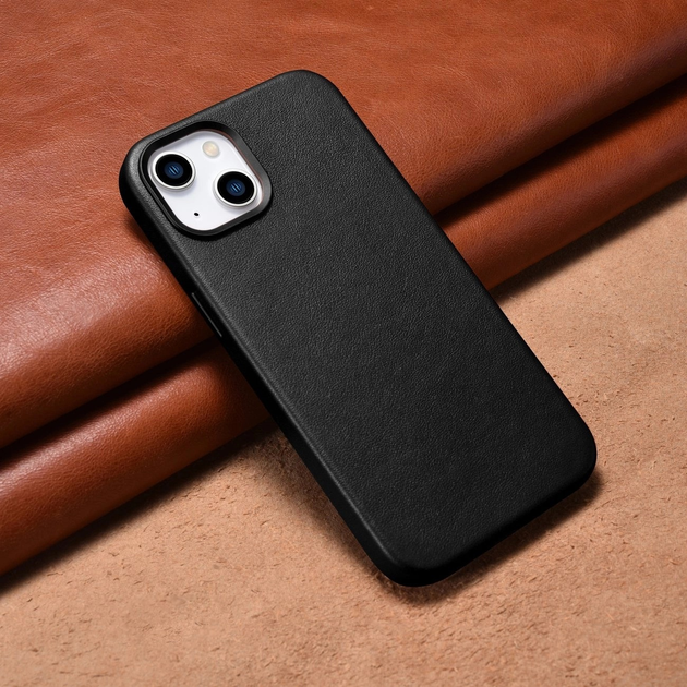 Панель iCarer Real Cowhide Premium Leather Magsafe для Apple iPhone 14 Plus Black (WMI14220707-BK) - зображення 13