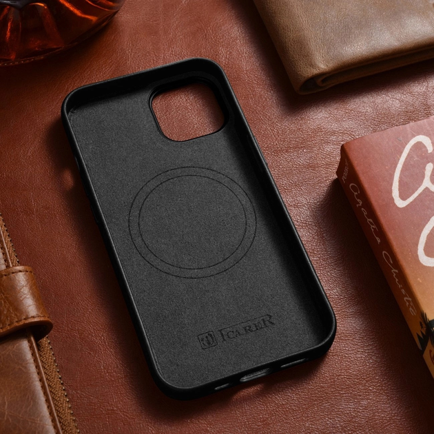 Панель iCarer Real Cowhide Premium Leather Magsafe для Apple iPhone 14 Plus Black (WMI14220707-BK) - зображення 14