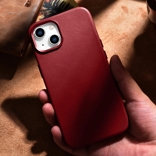 Панель iCarer Real Cowhide Premium Leather Magsafe для Apple iPhone 14 Plus Red (WMI14220707-RD) - зображення 16